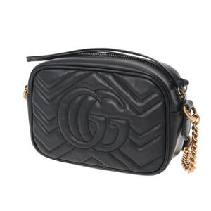 Gucci Shoulder GG Quilted Bag Marmont Calfskin Black